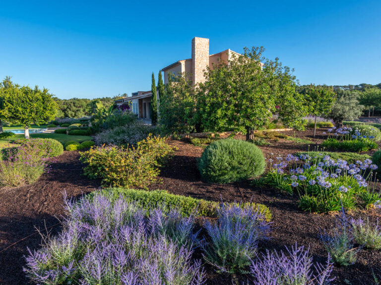Finca mediterránea en Mallorca con cipreses y vegetación estructural